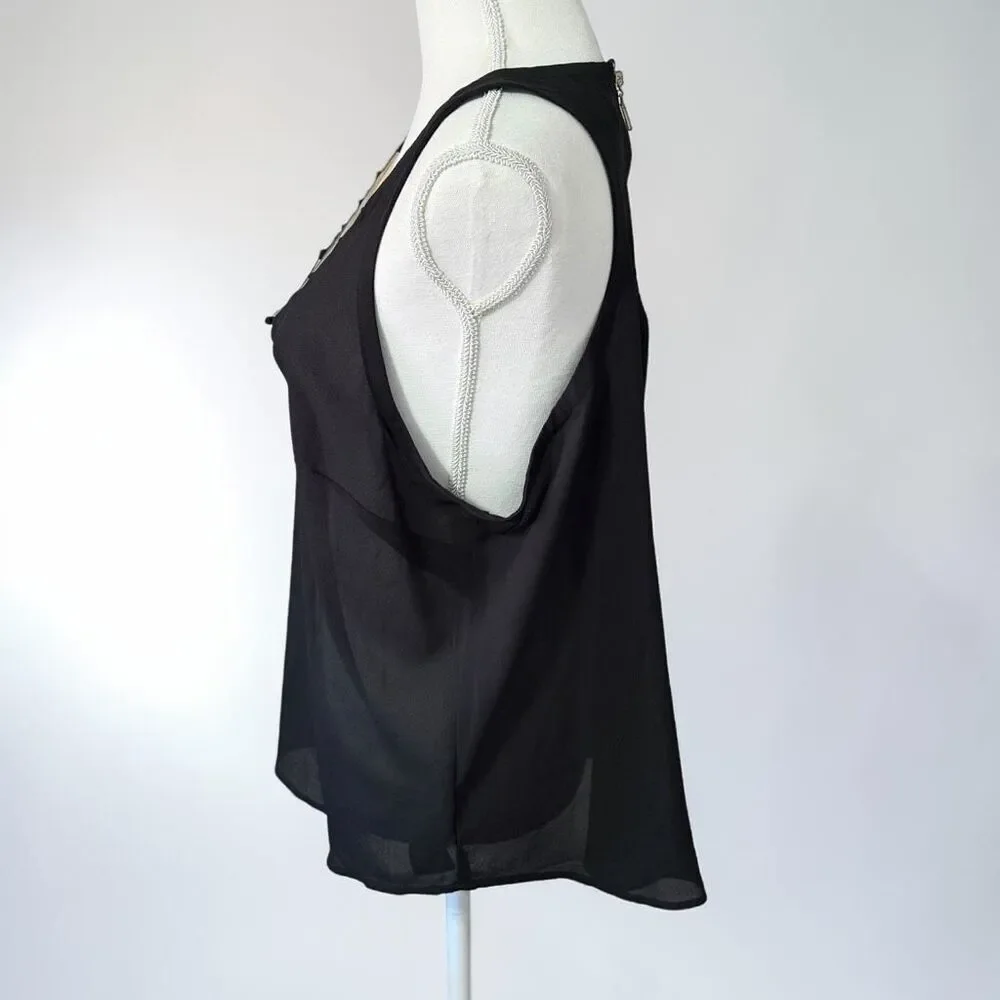 2B Bebe Y2K Black Semi Sheer V-Neck Tank Sz 2X READ - Picture 2 of 9